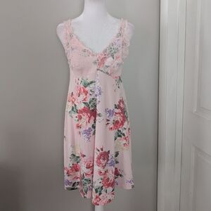 by Flora Nikrooz Womens Babydoll Nightgown Slip Dress MEDIUM Lace Floral Stretch